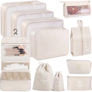 Nzqaf-Organisateur Valise 11 Pièces Organiseurs De Bagage Pour Voyage, Organisateur Valise Packing Cubes Pour Voyage, Sacs À Vêtements, Chaussures, Sacs De Rangement - Neuf