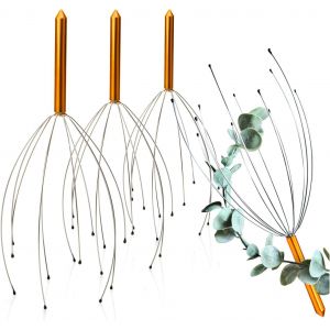 Kal-&reg; 2x Araign&eacute;e De Massage De La T&ecirc;te Avec 12 Doigts De Massage - Appareil De Massage De Relaxation - Gratte-T&ecirc;te Pour La Relaxation - Acupression (4 Pi&egrave;ces - Couleur Bronze) - Neuf