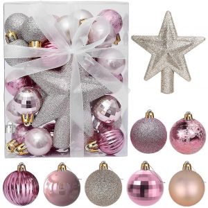 30pcs Mini Boules De No&euml;l ,3cm De Petites Boules De No&euml;l En Or Rose Boules De Mini-Arbre De No&euml;l De La Table-D&eacute;coration D'arbre De No&euml;l Kit De - Neuf