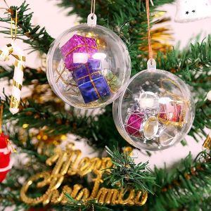 Boules de Noël transparentes 10 cm, 10 pièces, en plastique acrylique, idéales pour sapin de Noël, Pâques, anniversaire, mariage, décorations de chambre - Neuf