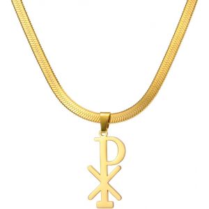 Kal-Collier Chi Rho Symbole Christogramme Alpha Omega Collier Ixci Nika Jésus Christ Nom Pendentif Sacramentale Chrétienne Amulette Religieuse Bijoux Cadeau Femme Homme - Neuf