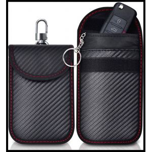 Pack de 2 Petites Faraday Poche avec porte-Clés Crochet, RFID Signal de Blocage de Faraday Pochette pour Clé de Voiture, Faraday Poche pour Clés de Voiture, Anti-Vol Entrée à Distance - Neuf