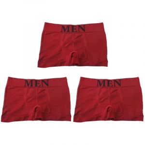3 Pi&egrave;ces/Lot Hommes Culottes Sous-V&ecirc;tements Boxeurs Respirant Homme Boxer Solide Cale&ccedil;on Confortable M&acirc;le Marque Shorts Noir Bleu Sous-V&ecirc;tements.One Size For 50-75kg.Red-3pcs - Neuf
