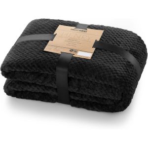 Tianyi-Couverture Polaire 150 X 200 Cm Plaid Doux En Microfibre Pour Lits Canapés Chaises Et Divans Style Scandinave Chaude Légère Et Pour Toutes Les Saisons Noir Henry - Neuf