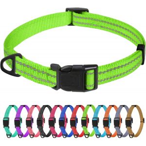 Collier Pour Chien, Collier En Nylon R&eacute;fl&eacute;chissant R&eacute;glable Classique Convient Pour Moyens Chiens, Noir, 2.5cm Largeur - Neuf