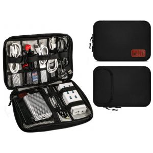 Sacoche de voyage pour c&acirc;bles et accessoires &eacute;lectroniques - Noire - Neuf