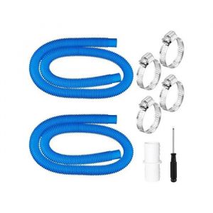 Tuyau Flexible de Piscine - Poly&eacute;thyl&egrave;ne Haute R&eacute;sistance - Lot de 2, 150cm, Diam&egrave;tre 32mm, 4 Clips et Adaptateur - Neuf