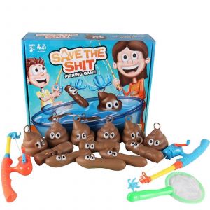 Jeu De P&ecirc;che Aux Crottes De Dessin Anim&eacute; Avec Canne, Filet Et Tabouret - Bords Lisses Et S&ucirc;rs - Neuf