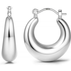 Kal-Boucles D'oreilles Femme Argent 925, Boucle D'oreille Plaqu&eacute; Or 14 Carats Creoles Argent/Or Hypoallerg&eacute;nique Bijoux Pour Femme Fille - Neuf