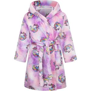 Tzf-Enfants Peignoir De Bain Garçons Filles À Capuche Robe De Chambre Doux Pyjamas Vêtements De Nuit Adolescent Imprimé Animal Polaire Avoir Ceinture Et Poche Bébé Tout-Petits 1 2 3 4 5 6 7 Ans - Neuf