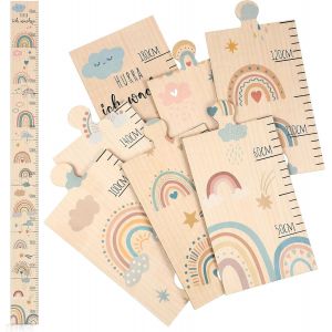 Toises Pour B&eacute;b&eacute; Toise Pour Enfant En Bois Tableau De Mesures Pour B&eacute;b&eacute; Cadeau De Naissance Toise Murale Hurra Ich Wachse D&eacute;coration De Chambre,50-180 Cm(Arc-En-Ciel) - Neuf