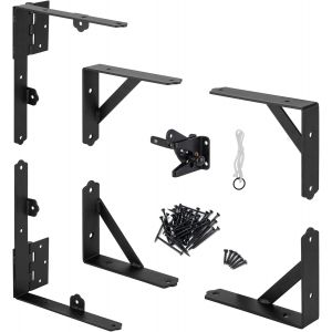 Ensemble de cadres de porte anti affaissement, support de renfort d'angle de porte, Rev&ecirc;tement en Poudre - Charni&egrave;re Portail Bois en Charni&egrave;re Noir Charniere Porte Charniere Portail Exterieur Gond - Neuf