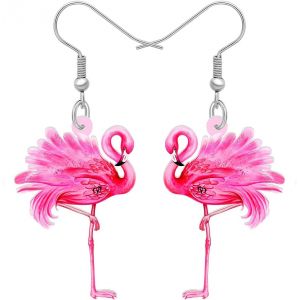 Kal-Boucles D'oreilles Pendantes En Acrylique Avec Flamant Rose Tropical Pour Femme, Bijoux Hypoallergéniques Pour Les Amateurs D'oiseaux, Vacances, Plage, Fête - Neuf