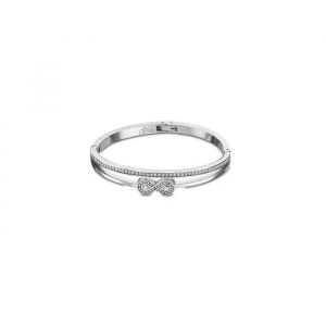 Bracelet Jonc Lotus Acier Motif Infini Empierr&eacute; - Neuf