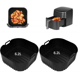 Subzonal-2 Pi&egrave;ces Plat Silicone Air Fryer, Panier Airfryer Silicone 6,2l Moule Silicone Air Fryer R&eacute;utilisable Panier En Silicone Pour Friteuse &Agrave; Air Chaud Doublures Silicone Pour Friteuse Air, Micro - Neuf