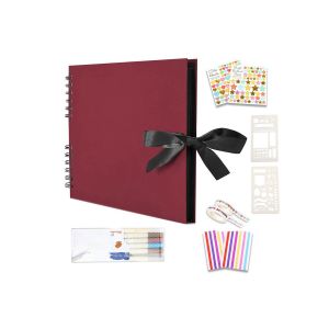 Album De Scrapbooking &Agrave; Faire Soi-M&ecirc;me, 80 Pages Noires, Avec Marqueurs, Gabarits, Autocollants Et Rubans Adh&eacute;sifs - Neuf