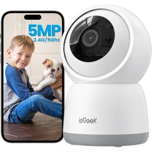 5Mp Wifi Indoor Surveillance Camera 360° U2013 2.4G/5Ghz Wifi Indoor Camera, Ptz Motion Detection Audio Two-Way Alexa For Pets/Babies - Neuf