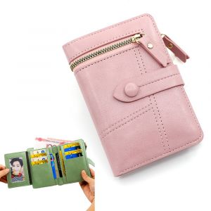 Portefeuille de mode pour les Femmes en Rose, les Petites Dames en Cuir Bifold porte-Monnaie avec de l'argent ID Titulaire de Carte de Crédit, fermeture à Glissière porte-Monnaie S - Neuf