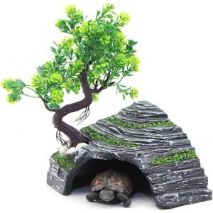 Abri Pour Reptiles - Terrarium - Cachette - Rampe Pour Tortue - Plateforme - Décoration D'habitat - Humidificateur - Cachette En Résine (M) - Neuf