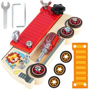 JGD-Jouet Montessori Planche Montessori avec Visseuse Enfant Sac de Rangement, Jouets d'activit&eacute; et de D&eacute;veloppement pour Enfant Gar&ccedil;on Fille 3-6 Ans, 23 Pi&egrave;ces - Neuf