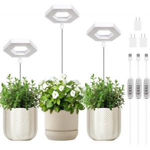 Lampe Croissance Plantes Interieur Spectre Complet Led Lampe Croissance Plantes Minuterie Auto On/Off 4/8/12h 4 Luminosites Reglables Hauteur Reglable Ideal Pour Petites Plantes 3 Unites - Neuf