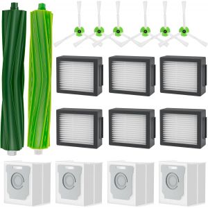 NouvelHorizonstore-Lot de 18 pi&egrave;ces de Rechange pour aspirateur pour iRobot Roomba Combo i5 i5+ j5 j5+ i8 i8+, 2 brosses principales 6 brosses lat&eacute;rales 6 filtres Hepa 4 Sacs &agrave; poussi&egrave;re - Neuf