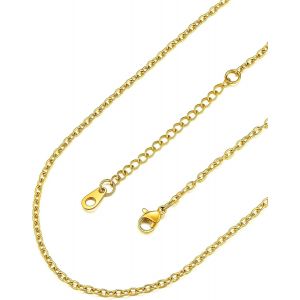 Kgabery-Collier Femme Chaîne Maille Forçat 2mm En Acier Inoxydable,Chaîne Forçat Homme Pour Pendentif,Longueur De 35 À 75 Cm+5 Cm Ajustable - Neuf
