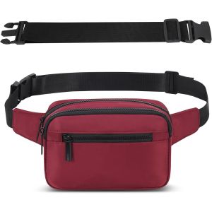 KALANKA-Sac Banana Femme Homme Sacoche Ville avec Ceinture Réglable Imperméable Sac à Taille avec 4 Poches pour Randonnée Cyclisme Balade Ville Festival Vacances Voyage Camping Outdoor Sport (Rouge) - Neuf