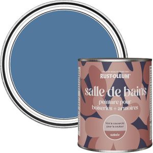 Peinture Bleue R&eacute;sistante &agrave; l'humidit&eacute; pour Meubles de Salle de Bains,Finition Satin&eacute;e-Soie Bleue 750ml - Neuf