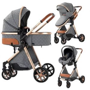 Poussette 3 En 1 Magic Zc Poussette Bebe Poussette Cosy Voyage Avec Sac &Agrave; Main Jusqu'&agrave; 30kg 0-3ans Harnais De Cinq Points Gris - Neuf