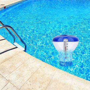 Distributeur de chlore flottant pour piscine avec thermom&egrave;tre et support pour comprim&eacute;s de chlore (6 x 10 cm). - Neuf