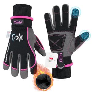 - Gants De Travail Imperm&eacute;ables Et Isol&eacute;s, Gants Thermiques D'hiver Pour Hommes Et Femmes Avec &Eacute;cran Tactile, Gants Chauds Pour Ski, Snowboard, Temps Froid (Rose, Moyen) - Neuf