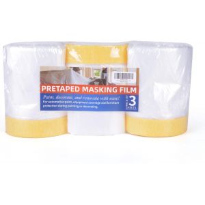 MEVRONISSHOP-Masker Avec Ruban De Masquage, B&acirc;che De Protection En Plastique Pour Peinture, Film De Protection Sol Meubles, 22inch X 30yard, Lot De 3 - Neuf