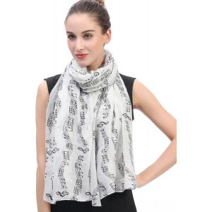 Lina & Lily Écharpe Foulard Femme Imprimé Note De Musique.[G744] - Neuf