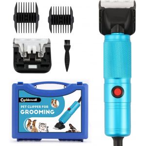 Tondeuse Pour Chien 280w, Contrôle De Vitesse En Continu 2000-6000 Rpm, Cordon D'alimentation 3m, Bruit< 50db, Pour Animaux De Tous Types De Pelage, Avec 2 Lames& 2 Peignes (3/6mm, 9/12mm) - Neuf