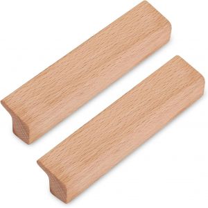 lbgwp60-6Pièce Poignée De Meuble En Bois 96Mm, Poignée De Tiroir Poignées De Placard Pour Cuisine Armoire Commode, Poignée En Bois (Couleur Du Bois) - Neuf