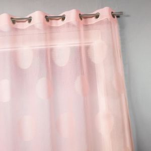 Voilage En &Eacute;tamine &Agrave; Gros Pois Rose Boudoir 140x240 Cm - Neuf