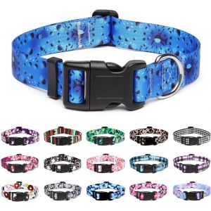 Eryi-Collier Pour Chien, Collier Classique En Nylon Réglable, Fleur, Océan, Forêt, Tribal Design, Tournesol, Flora, Léopard, Pour Petits, Moyens Et Grands Chiens (M, Océan) - Neuf