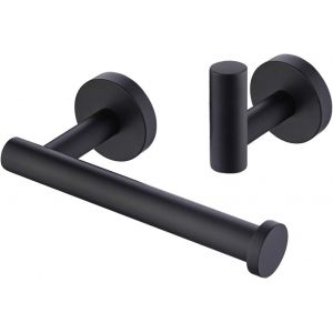 Porte Papier Toilette Noir Crochet Acier Inoxydable 18/8 Derouleur Papier Toilette et Porte Manteau Salle de Bain 2 Pièces Murale,LA20BK-21 - Neuf