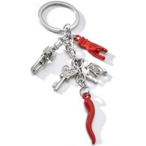 Kal-Porte-Clés, Porte-Clés En Acier Corne Porte-Bonheur Et Pendentif En Forme De Corne De Cheval En Italie, Corne Rouge Bijou Piment Porte-Clés, Bijou De Sac Piment Porte-Bonheur Pour Homme Et Femme - Neuf