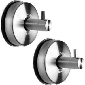 TIANYI-Crochet Ventouse Salle de Bain Mural Accroche Serviette Ventouse Inox Porte Serviette Douche Ventouse Puissant Accroche Torchon Cuisine Ventouse Pat&egrave;re Manteau Ventouse Carrelage Bross&eacute;e 2 PCS - Neuf