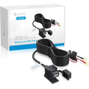 Ayu-Chargeur De Téléphone Étanche Pour Moto - Usb 2.1a 12v/24v - Kit De Charge À Double Port Avec Câble Pour Moto, Tablette Et Téléphone Portable - Neuf