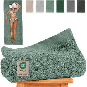 Serviette De Sauna Xxl Premium 80 X 200 Cm-Grand Format 500g/M&sup2; Pour Femmes Et Hommes,100% Coton,Certifi&eacute;e &Ouml;kotex (Vert Clair) - Neuf