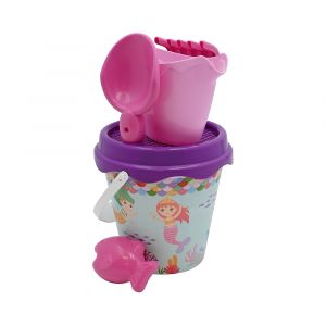 Seau 17 Cm Ecoiffier Pirate & Sir&egrave;ne Avec Tamis Et Moule Poisson - Rose/Violet - Neuf