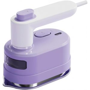Mini Fer à Repasser Voyage,1000W Portable, 180 Degrés Pliable Mini Fer à Vapeur, Réservoir d'eau transparent, Machine à Repasser pour Voyage à Domicile, blanc-violet - Neuf