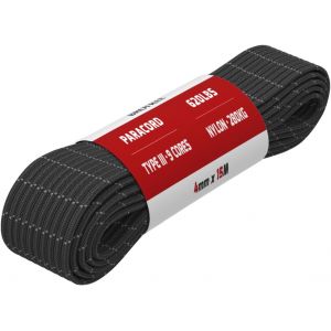 Eryi-Paracorde 4mm 9 Brins Corde En 100% Nylon (15m, 30m, 50m) Type Iii Corde Parachute Pour Survie, Extérieur, Bricolage - 280kg Charge De Rupture (Réfléchissant Noir, 15m) - Neuf