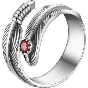 Yemaesre-Bague En Argent Sterling 925 Bague Plume En Argent Sterling Bague En Zircone Cubique Bague Ouverte En Argent Sterling Pour Femme - Neuf