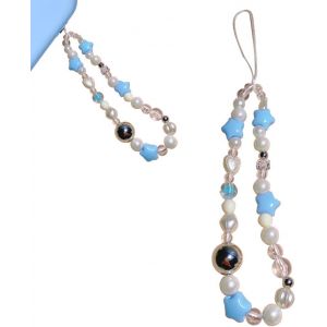 KALANKA-Pendentifs pour t&eacute;l&eacute;phones portables, 1pc Universel Perle Sangle Cha&icirc;ne de T&eacute;l&eacute;phone Portable Pendentif de T&eacute;l&eacute;phone Portable Lani&egrave;re Bracelet Compatible avec N'importe Quel Smartphone (Bleu) - Neuf