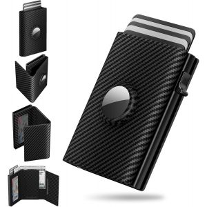 Senior-Porte Carte Airtag, Portefeuille Homme Cuir V&eacute;ritable Avec Fermeture Magn&eacute;tique, Minimaliste Porte-Cartes Bancaire Pop-Up Pour 9 &Agrave; 14 Cartes, Blocage Rfid| Fen&ecirc;tre D'Identit&eacute;| Emplacement [L1732] - Neuf