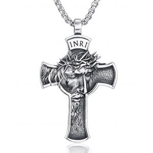 Couronne D&iquest;&Eacute;pines J&eacute;sus Pour Croix Collier En Acier Inoxydable Cadeau Religieux Pour Homme - Neuf
